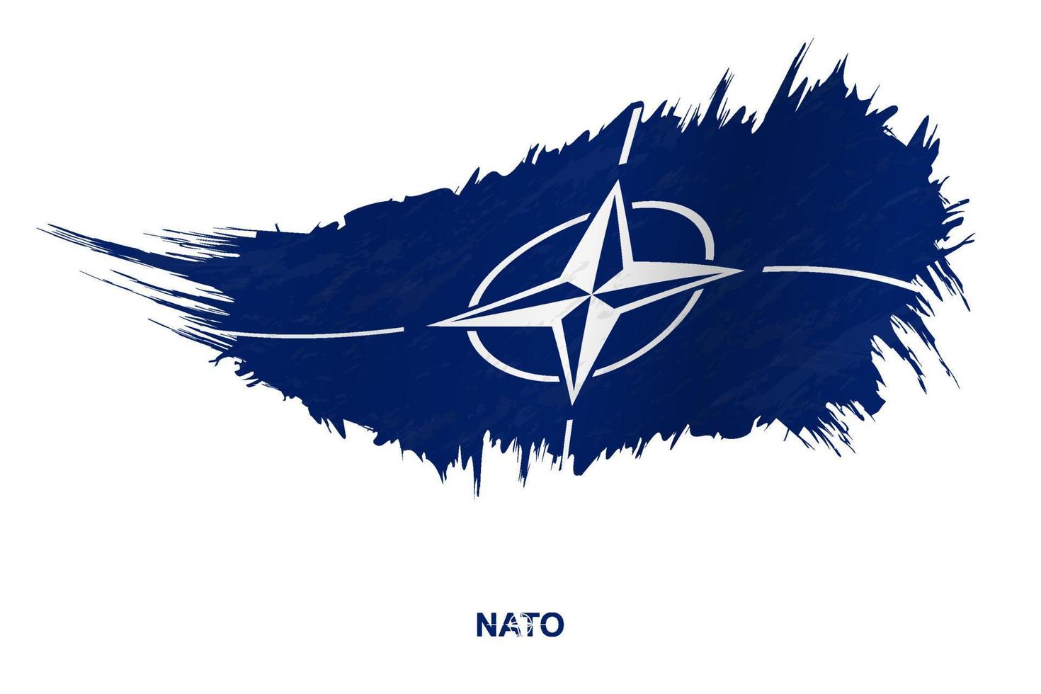 Flag of Nato in grunge style with waving effect. vector