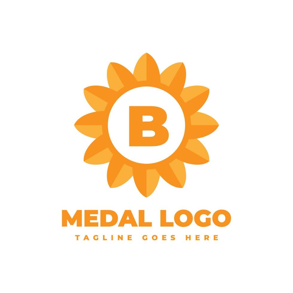 letter B flower medal vector logo design element