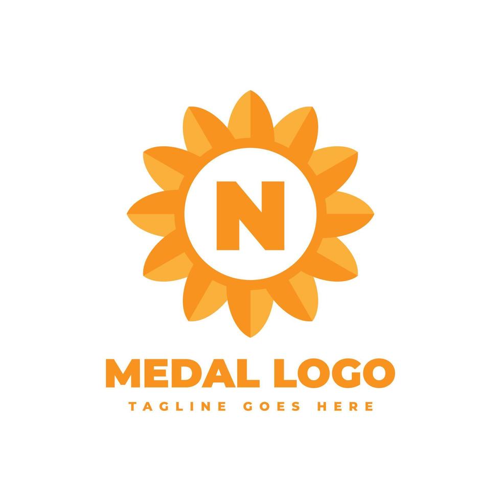 letter N flower medal vector logo design element