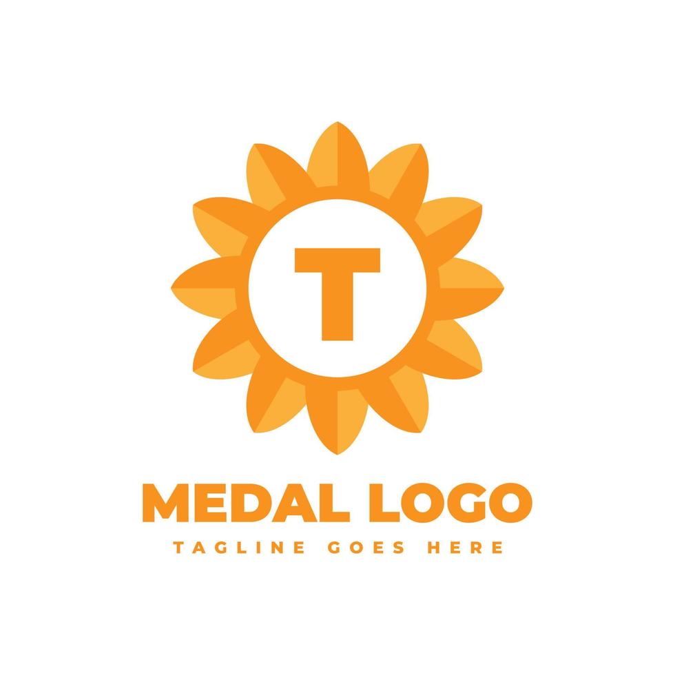 letra t flor medalla vector logo diseño elemento