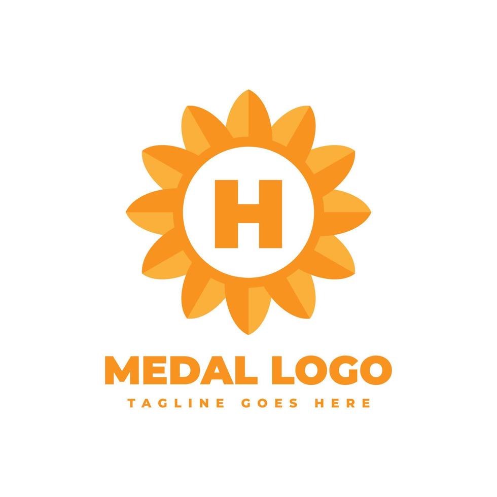 letter H flower medal vector logo design element