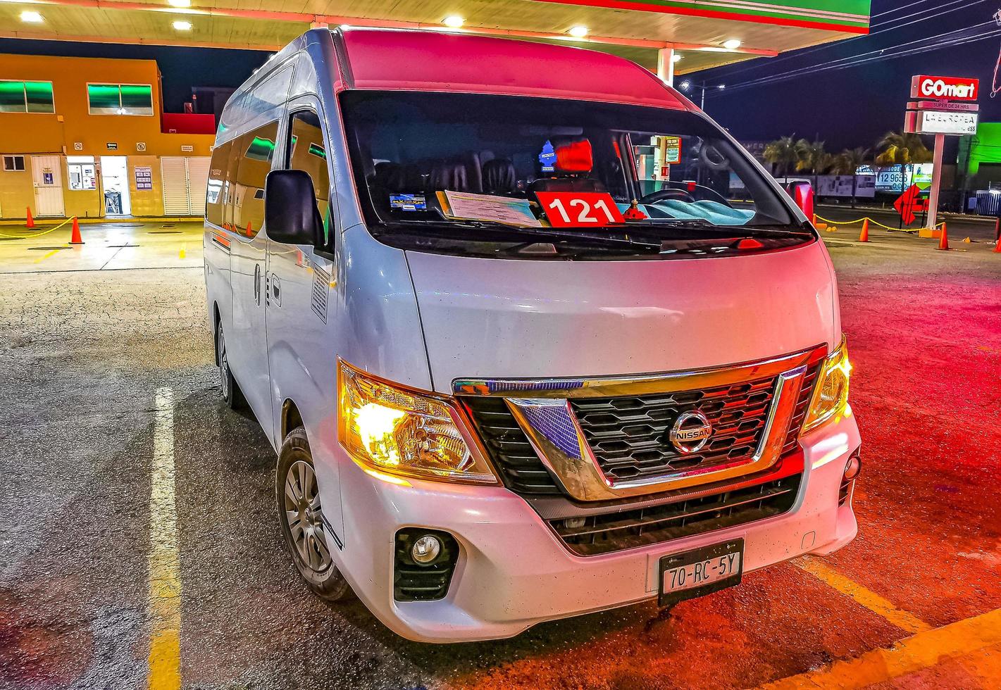 Playa del Carmen Quintana Roo Mexico 2022 Various minibuses vans