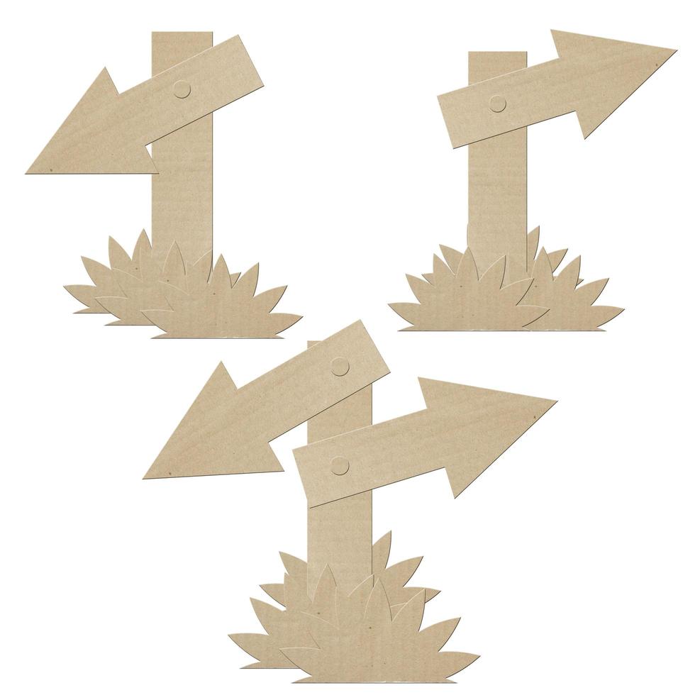 set cardboard navigation arrows on a white background photo