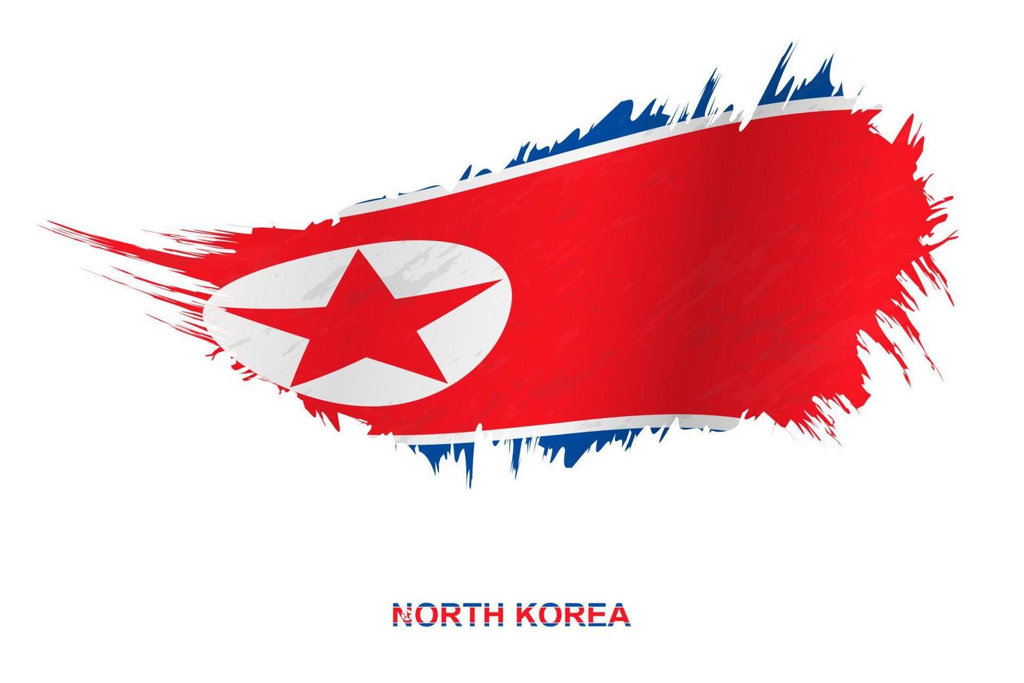 Flag of North Korea in grunge style with waving effect. vector