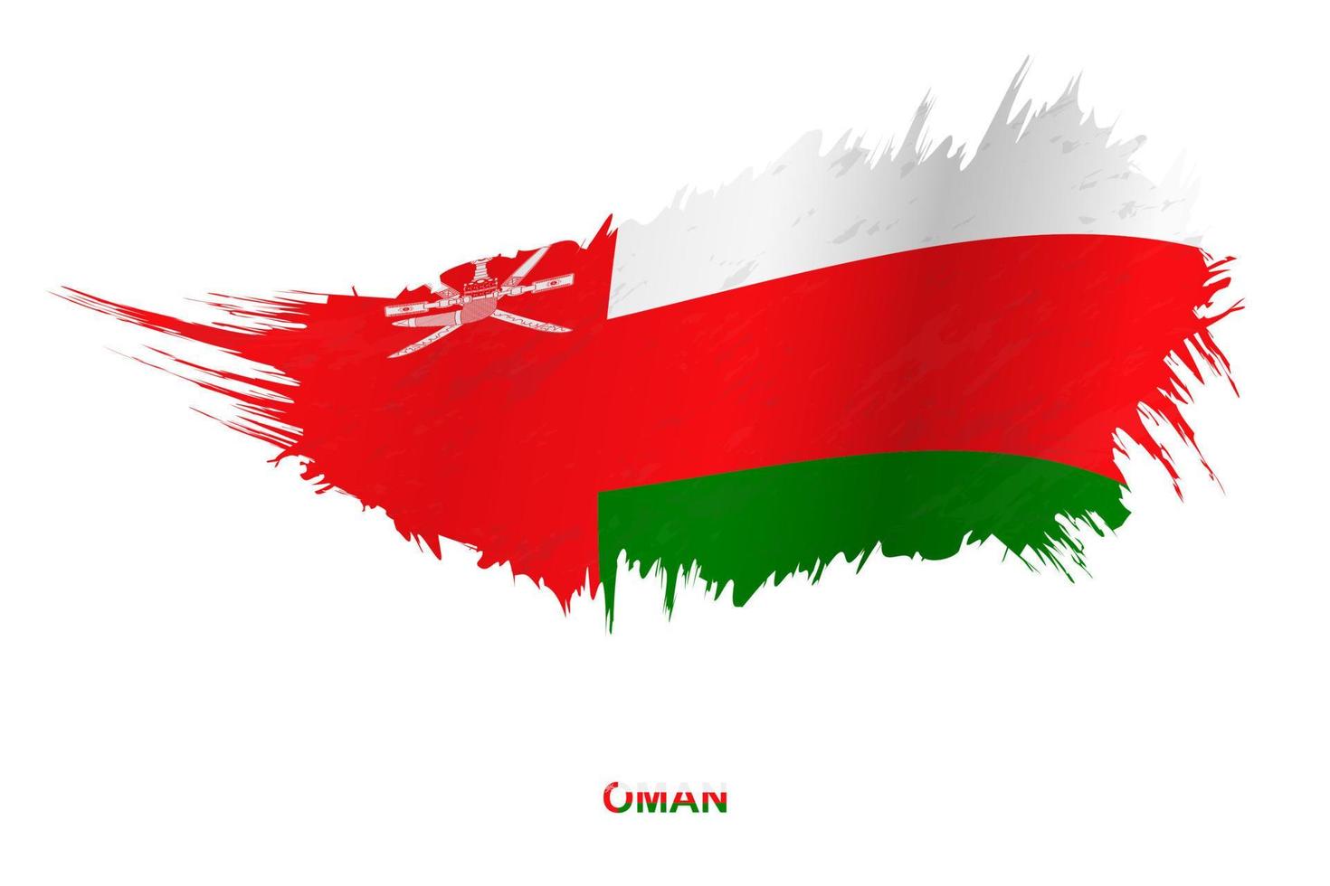 Flag of Oman in grunge style with waving effect. vector