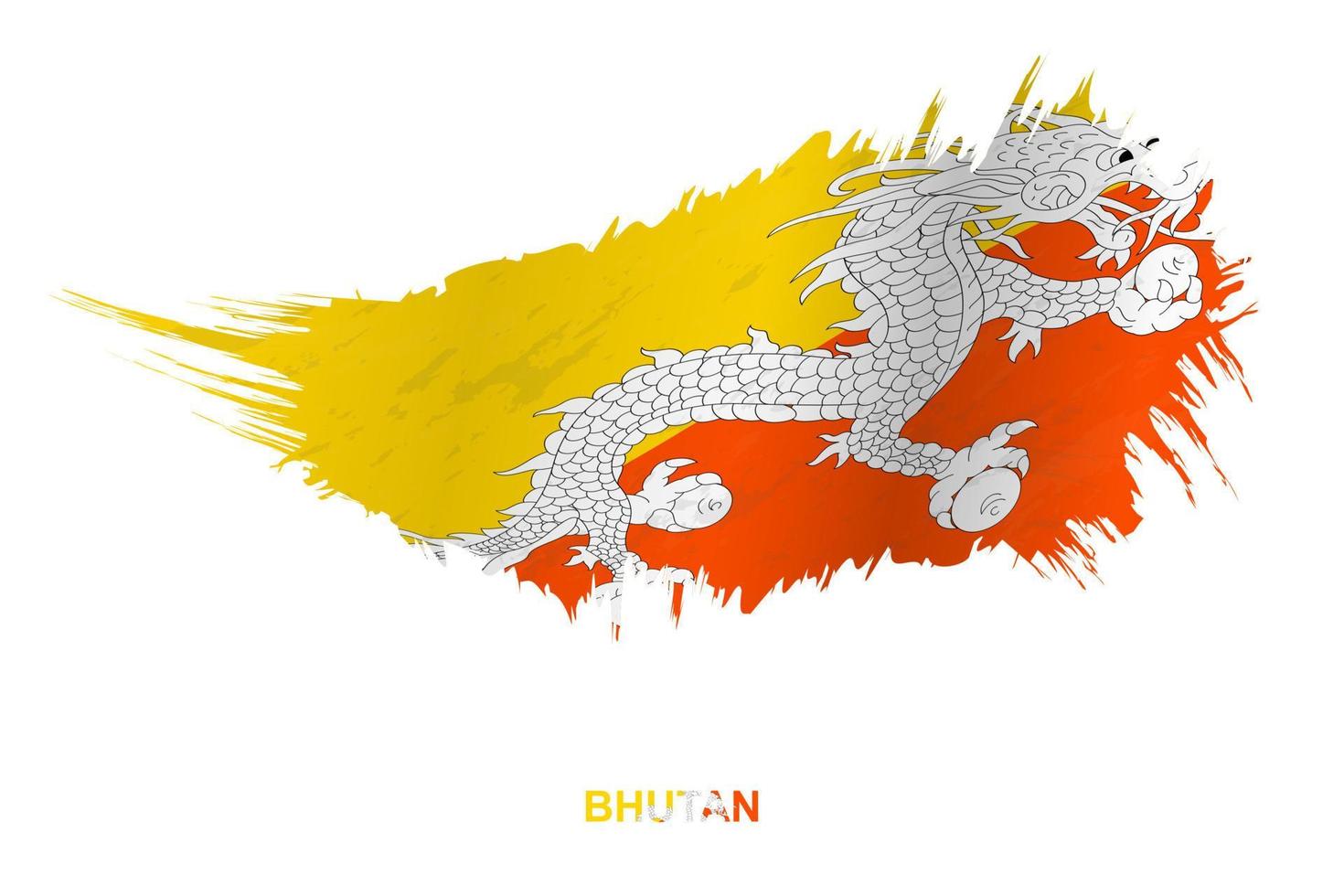 Flag of Bhutan in grunge style with waving effect. vector