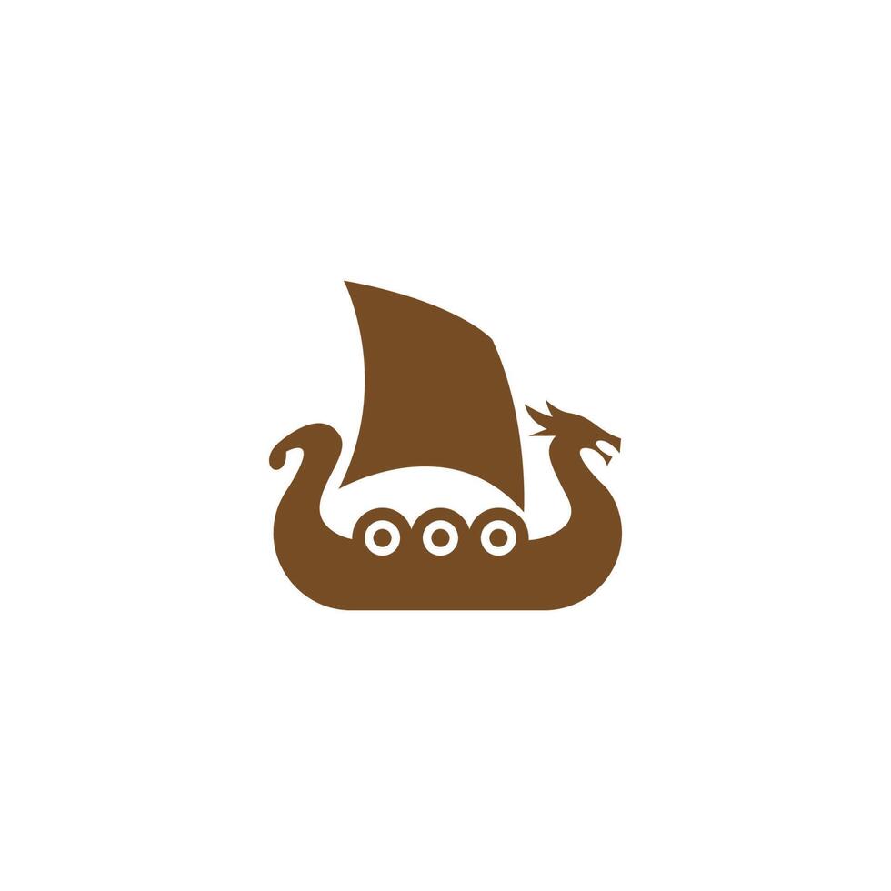 Ilustración de diseño de logotipo de icono de barco vikingo vector