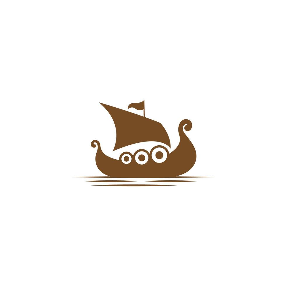 Ilustración de diseño de logotipo de icono de barco vikingo vector