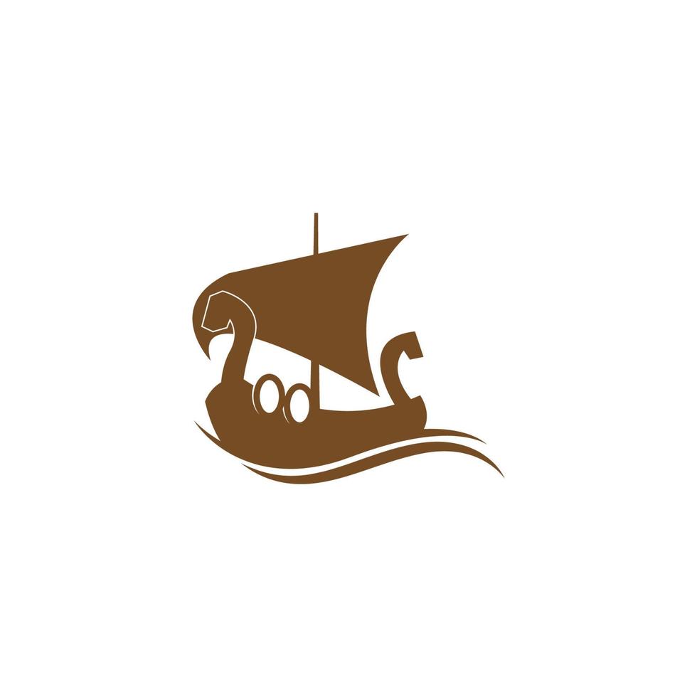 Ilustración de diseño de logotipo de icono de barco vikingo vector