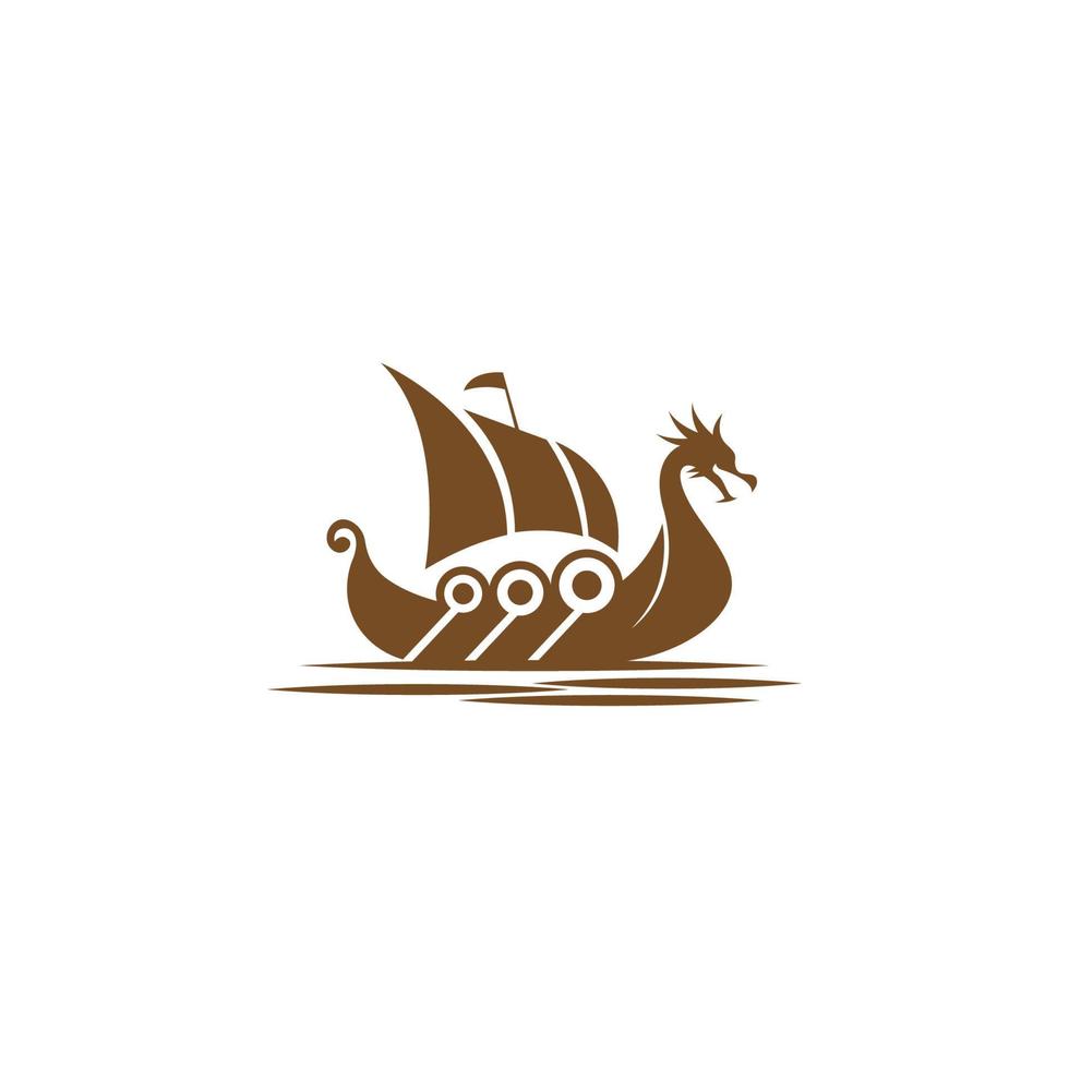 Ilustración de diseño de logotipo de icono de barco vikingo vector