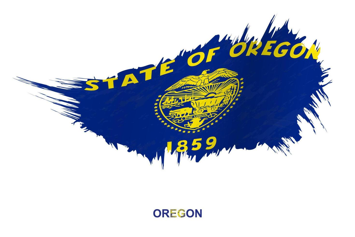 Flag of Oregon state in grunge style with waving effect. vector