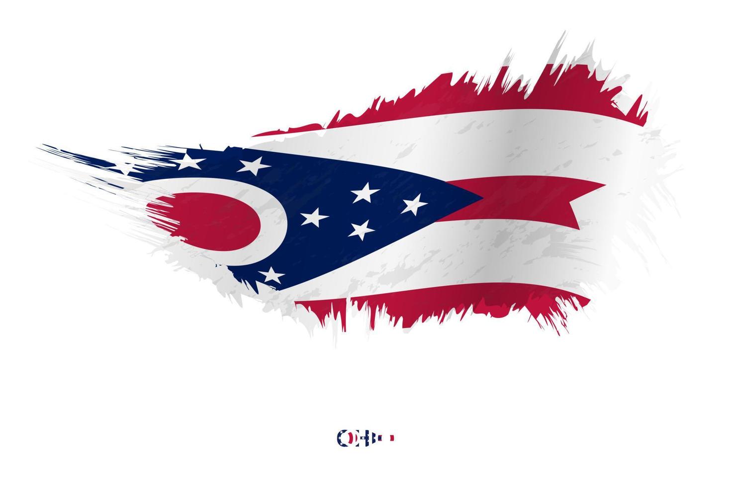 Flag of Ohio state in grunge style with waving effect. vector