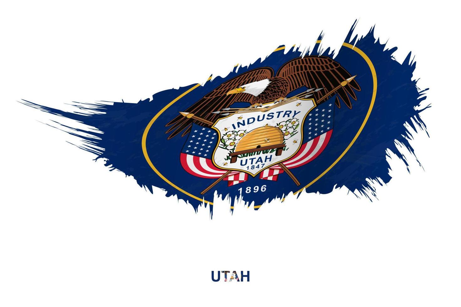 Flag of Utah state in grunge style with waving effect. vector