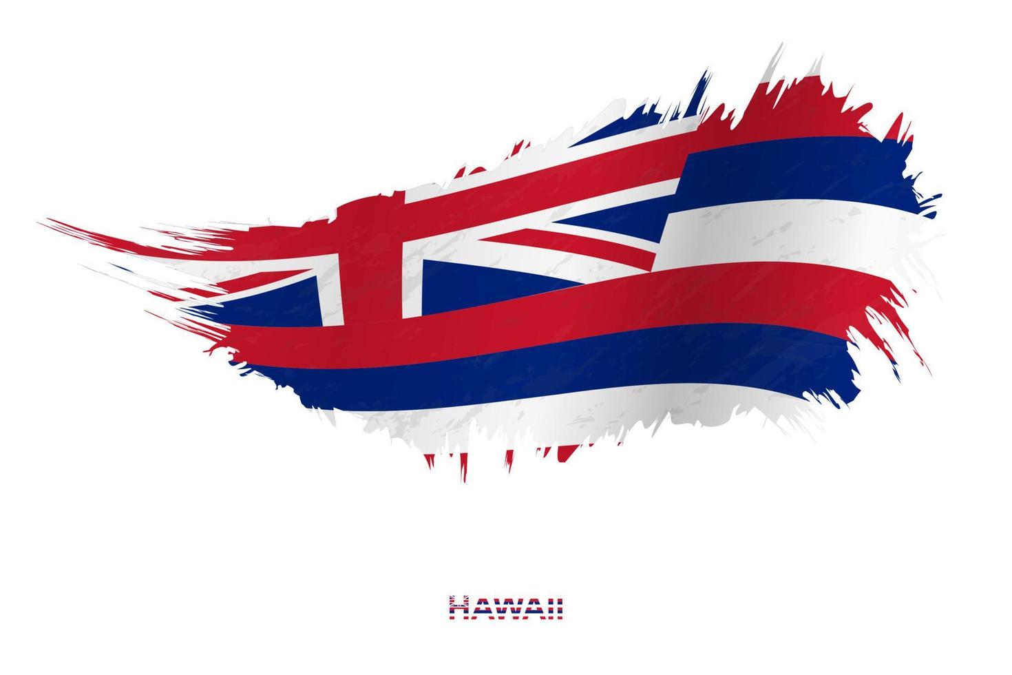 Flag of Hawaii state in grunge style with waving effect. vector