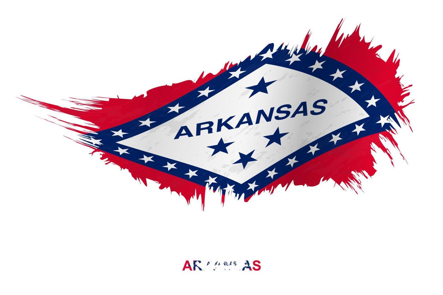 Flag of Arkansas state in grunge style with waving effect. vector