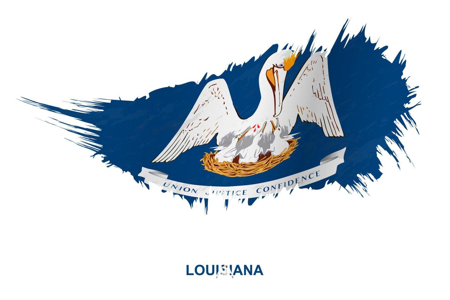 Flag of Louisiana state in grunge style with waving effect. vector