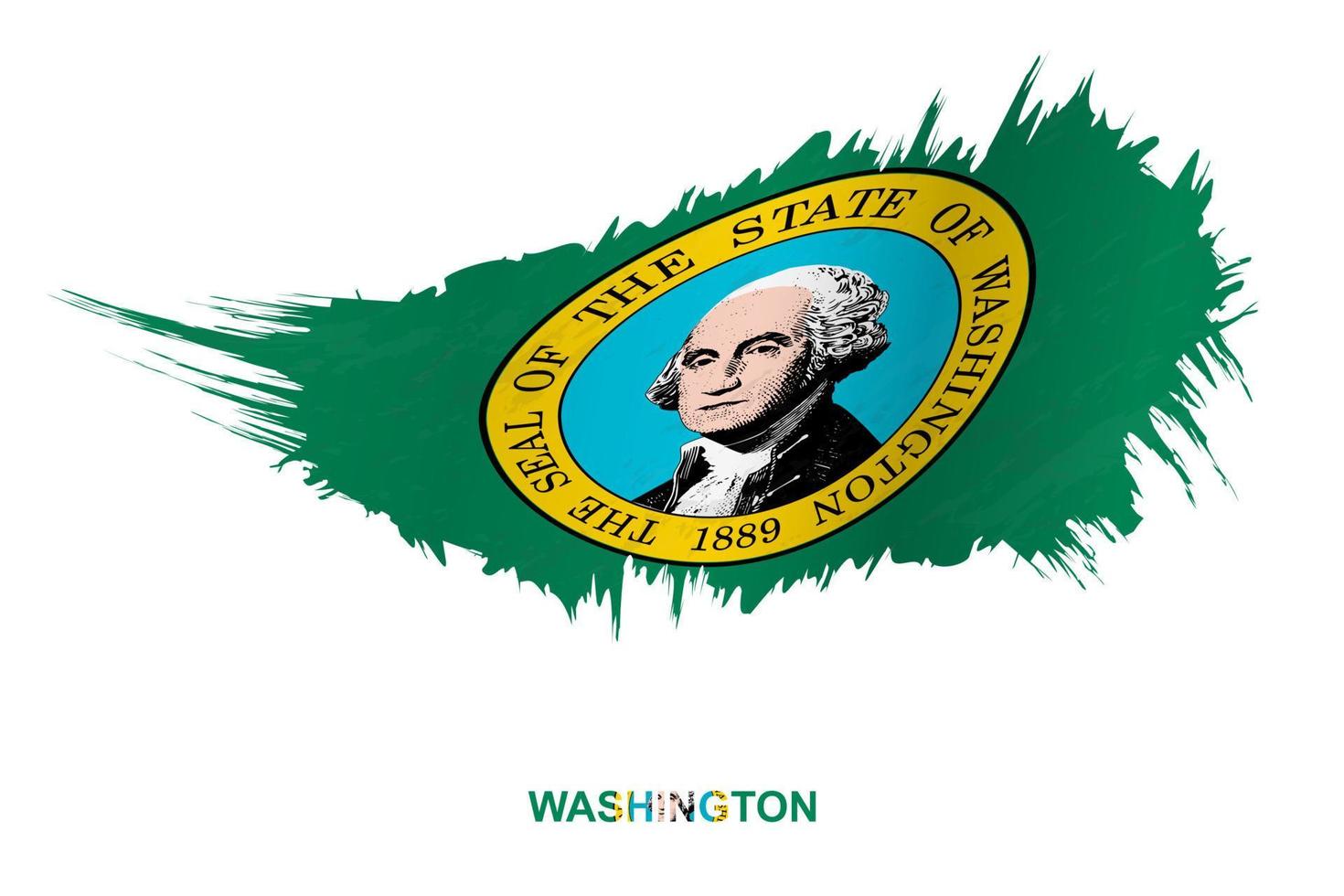 Flag of Washington state in grunge style with waving effect. vector