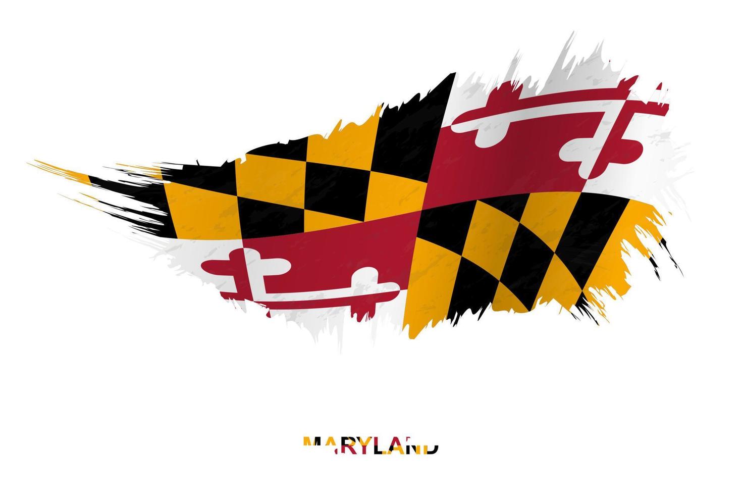 Flag of Maryland state in grunge style with waving effect. vector