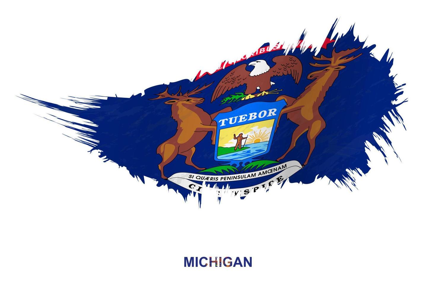 Flag of Michigan state in grunge style with waving effect. vector