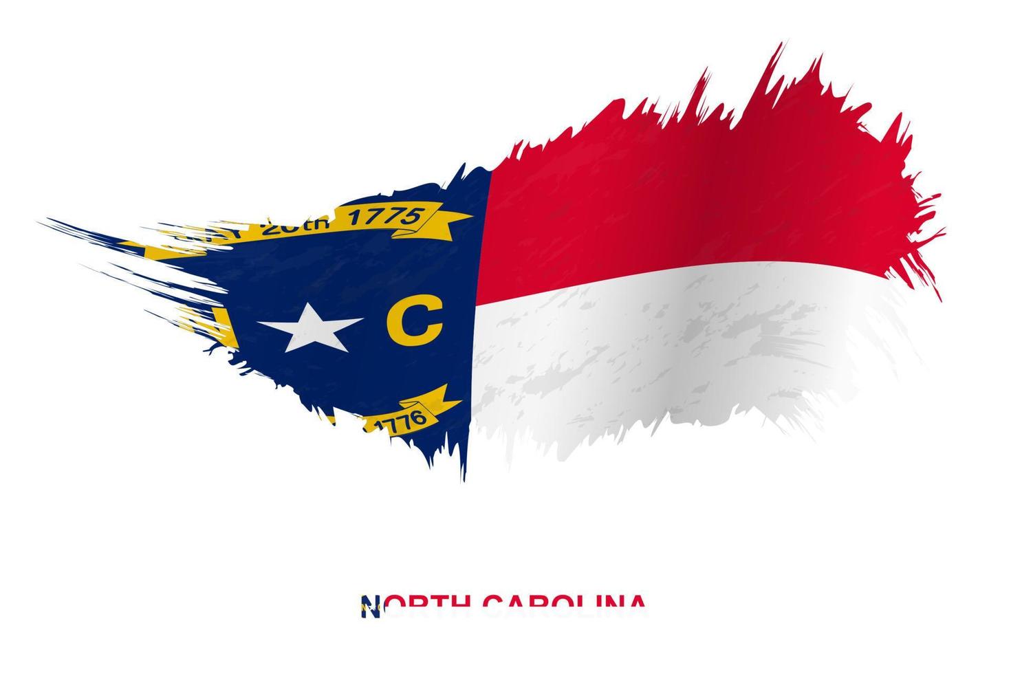 Flag of North Carolina state in grunge style with waving effect. vector