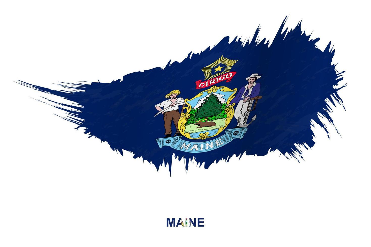 Flag of Maine state in grunge style with waving effect. vector