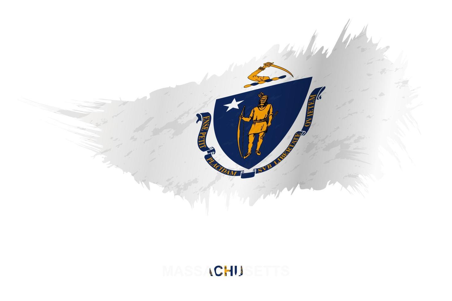 bandera del estado de massachusetts en estilo grunge con efecto ondulante. vector