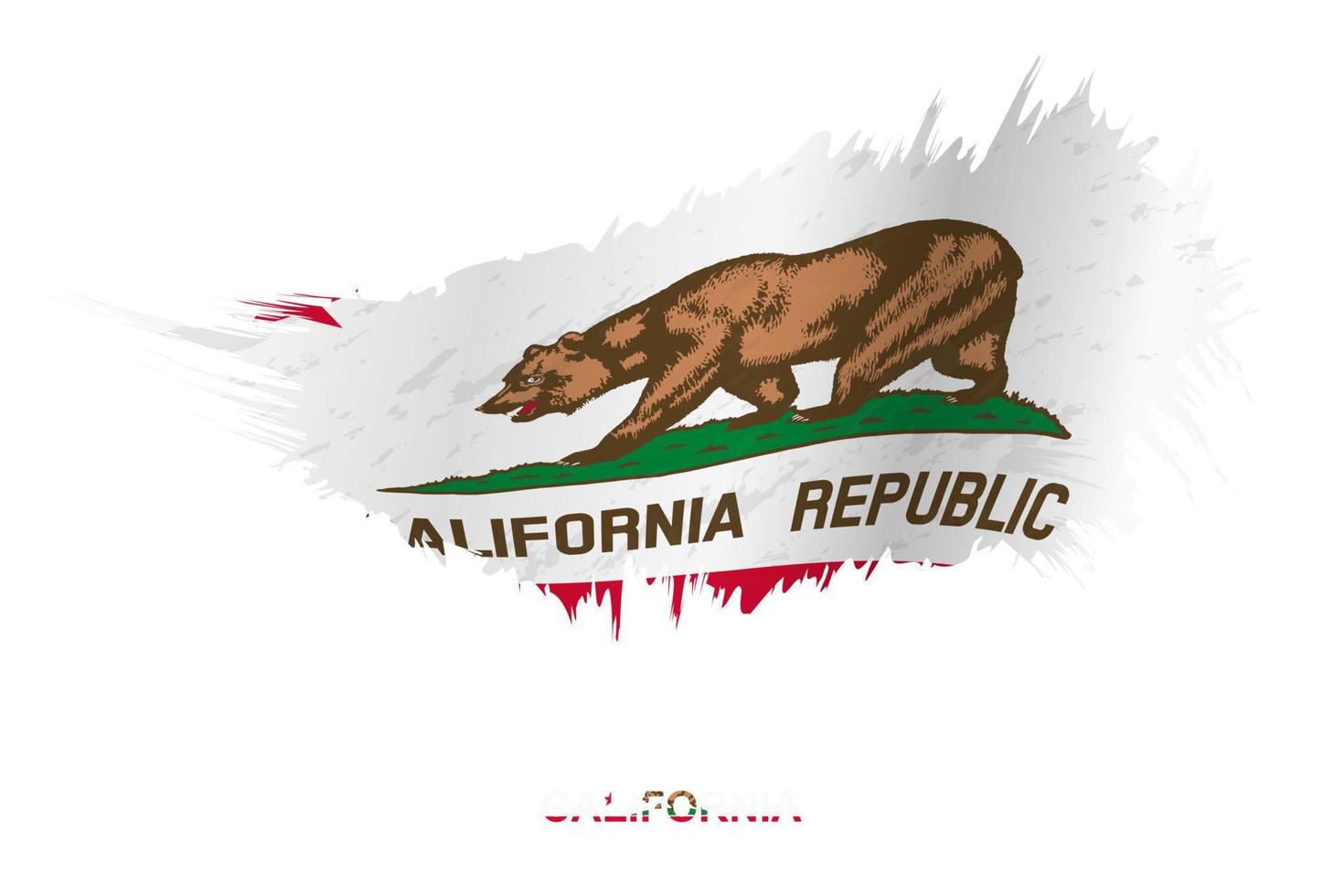 Flag of California state in grunge style with waving effect. vector