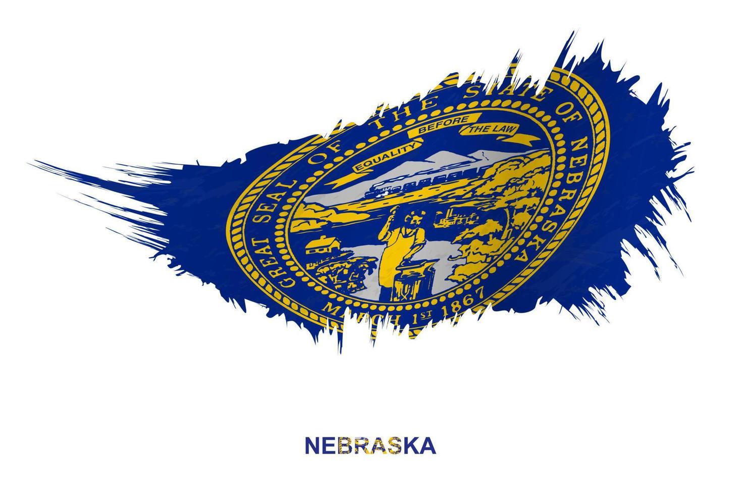 Flag of Nebraska state in grunge style with waving effect. vector