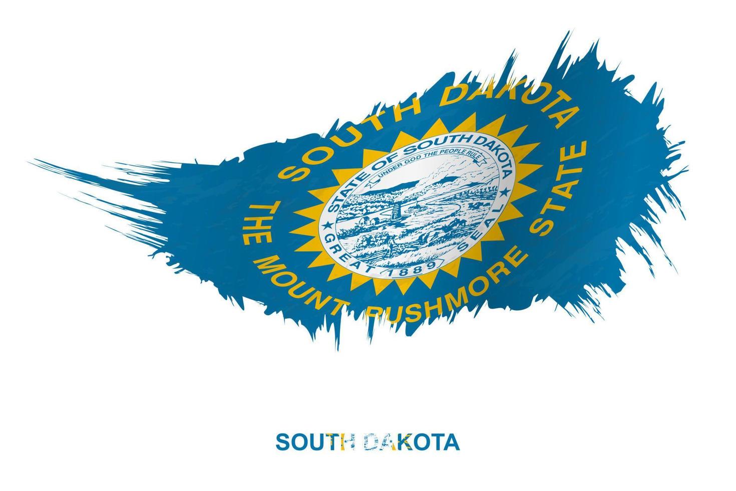 Flag of South Dakota state in grunge style with waving effect. vector