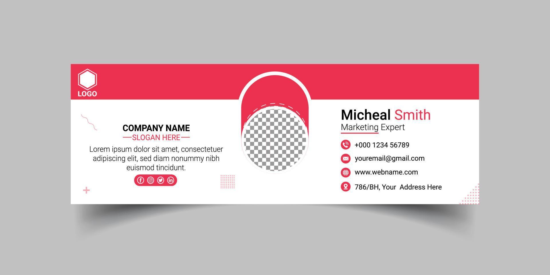 Corporate business email signature or personal facebook cover page template vector