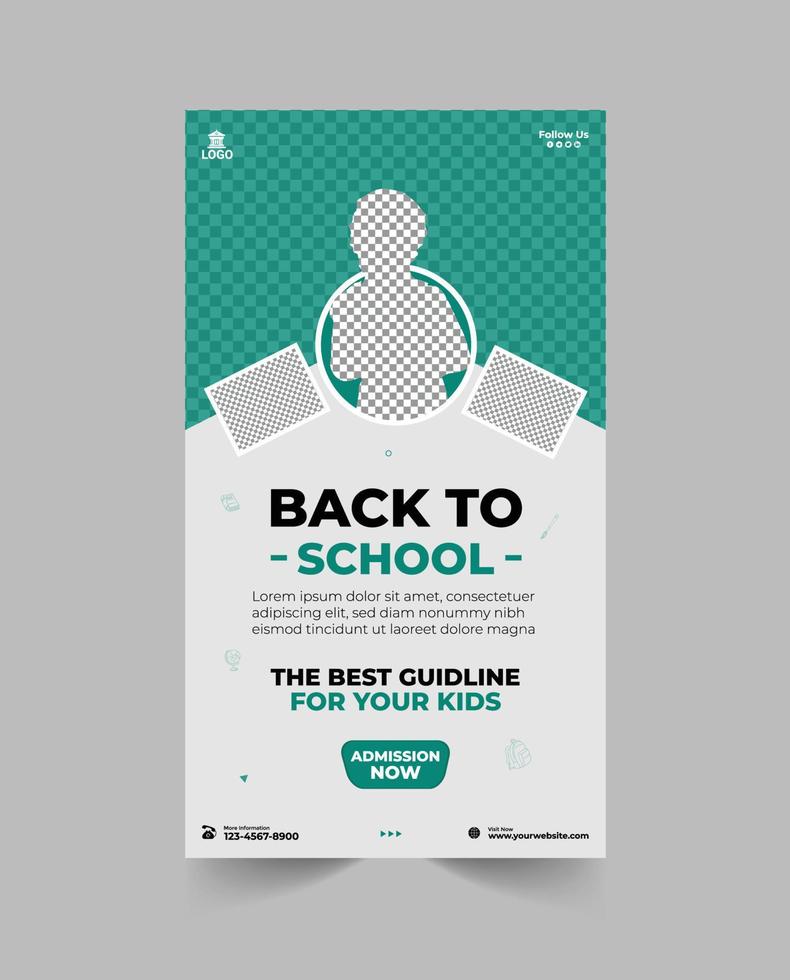 Back to school instagram and facebook story template vector