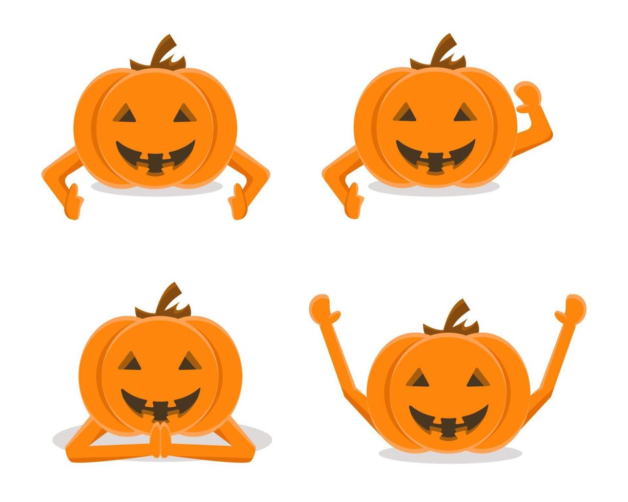 Cute cartoon pumpkin with move pose vector design template