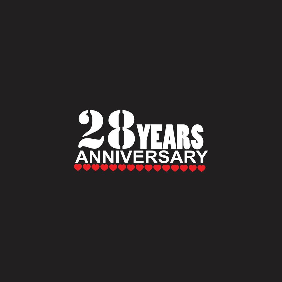28 years anniversary celebration logotype, hand lettering, 28 year sign, greeting card vector