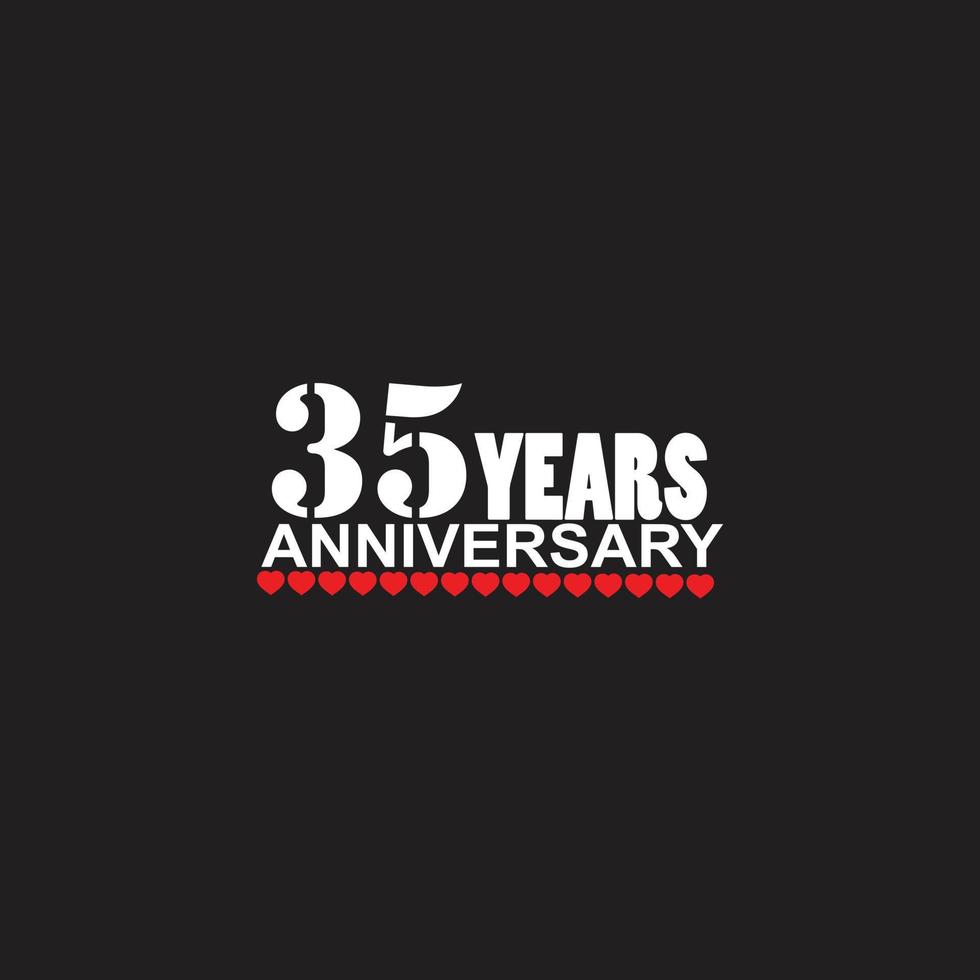 logotipo de celebración de aniversario de 35 años, letras a mano, signo de 35 años, tarjeta de felicitación vector