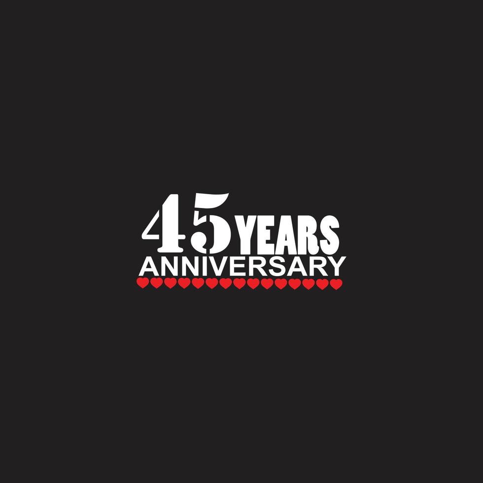 45 years anniversary celebration logotype, hand lettering, 45 year sign, greeting card vector