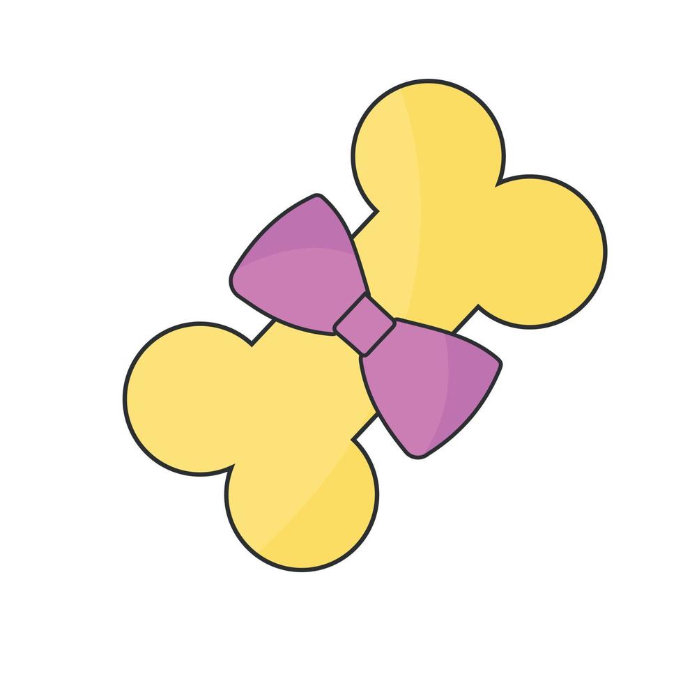 Bone dog with a line style bow. Vector illustration
