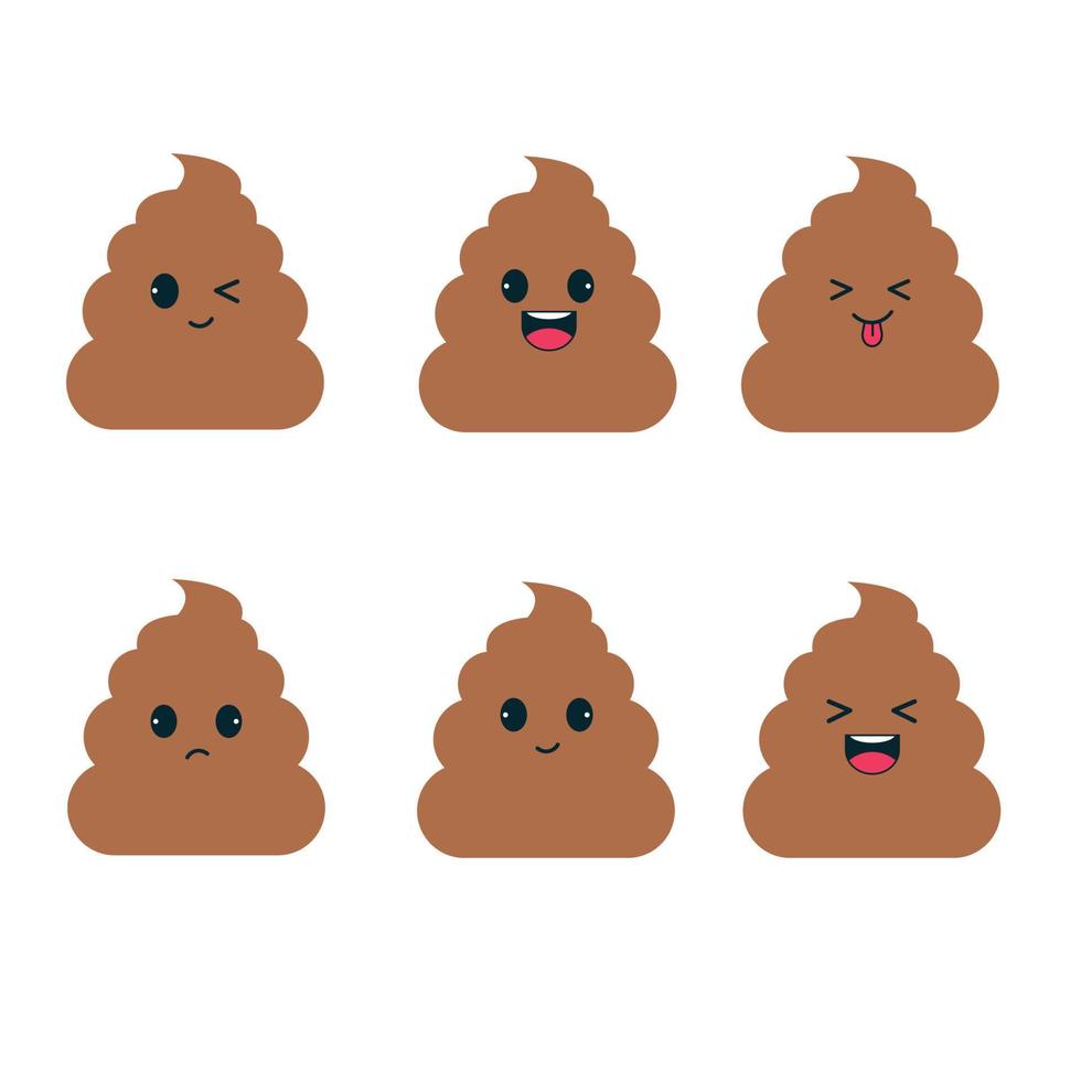 Cute happy smiling poop Kawaii character. Vector illustration