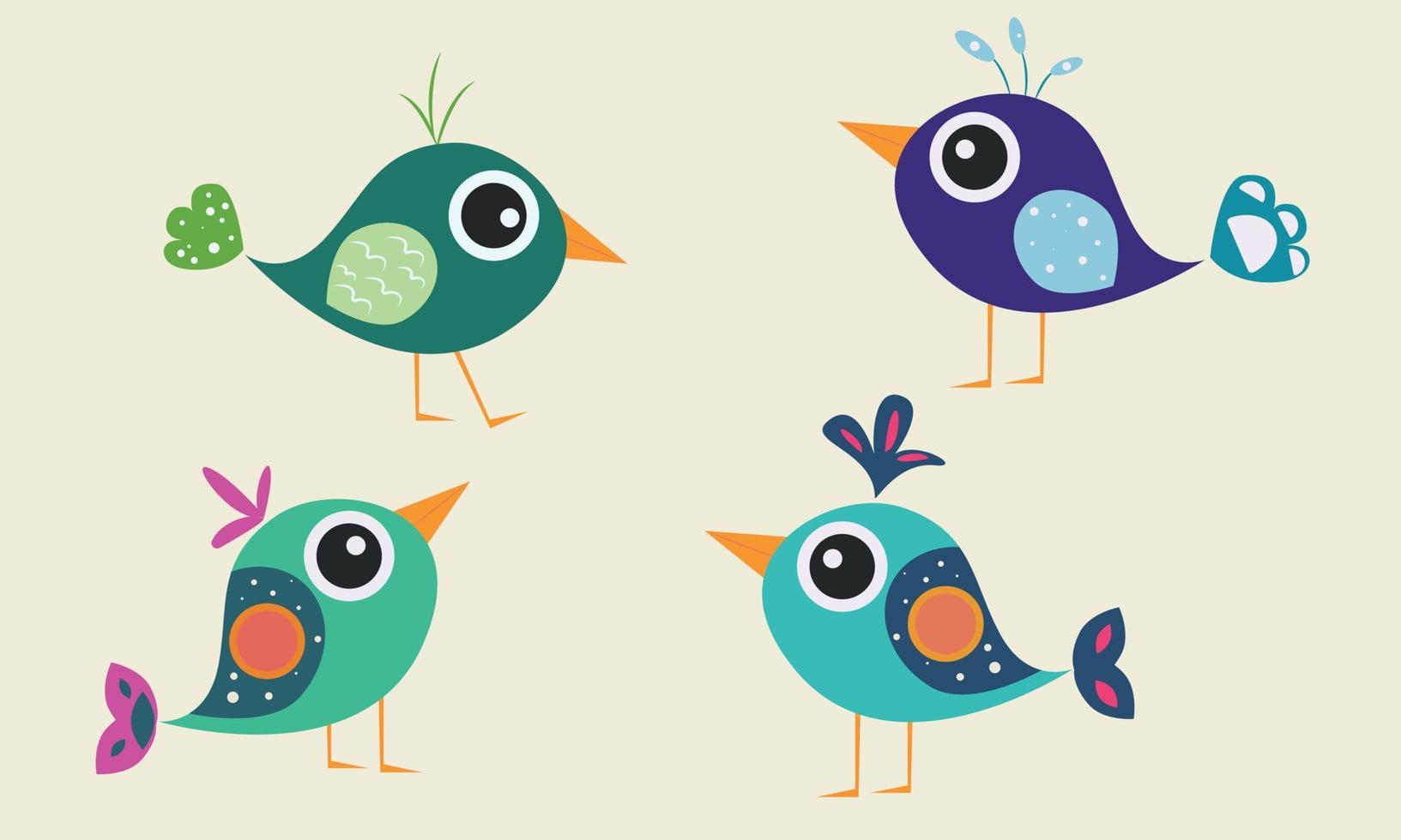 A set of birds. Birds in flight. Cartoon birds. vector