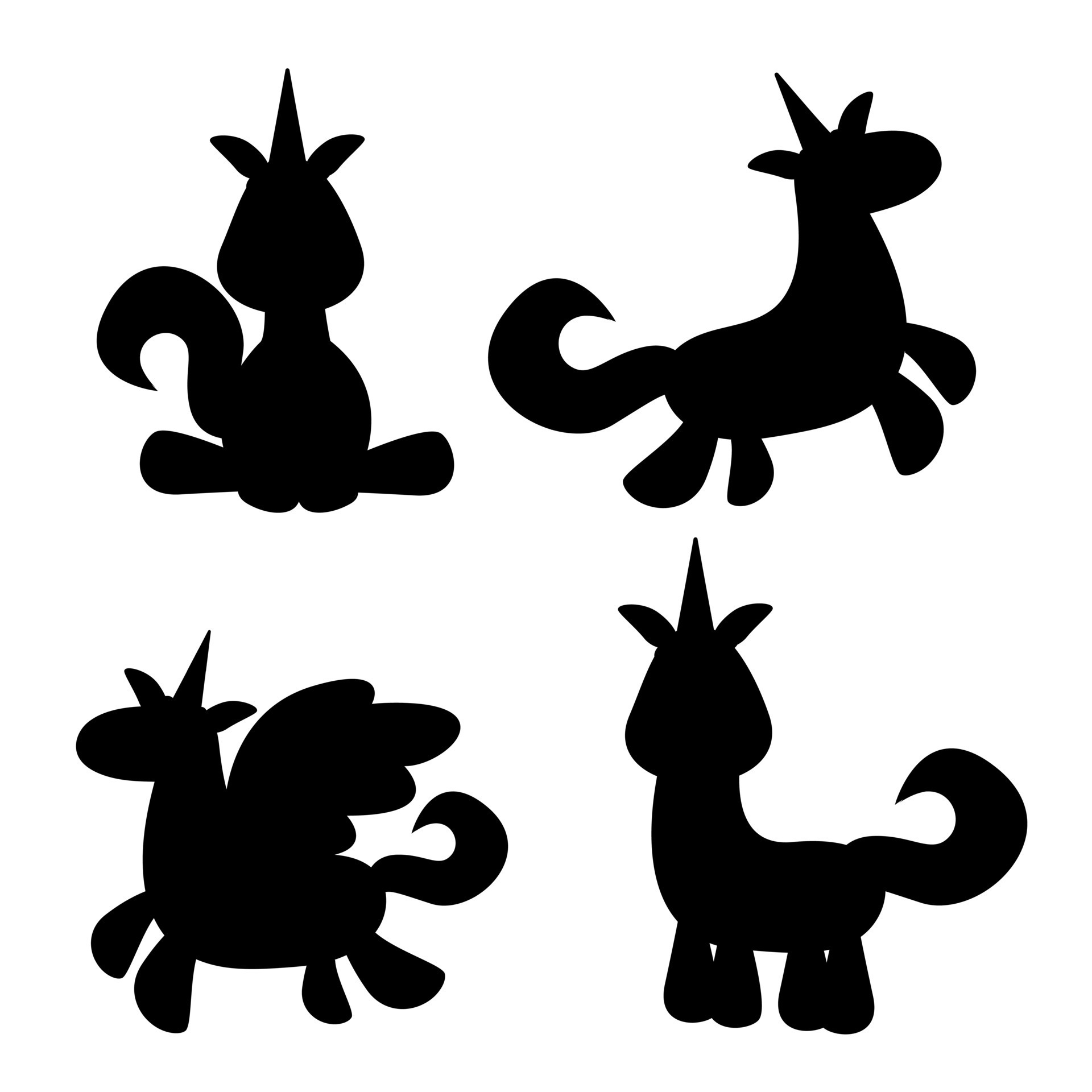 Set of unicorn silhouettes 13402982 Vector Art at Vecteezy