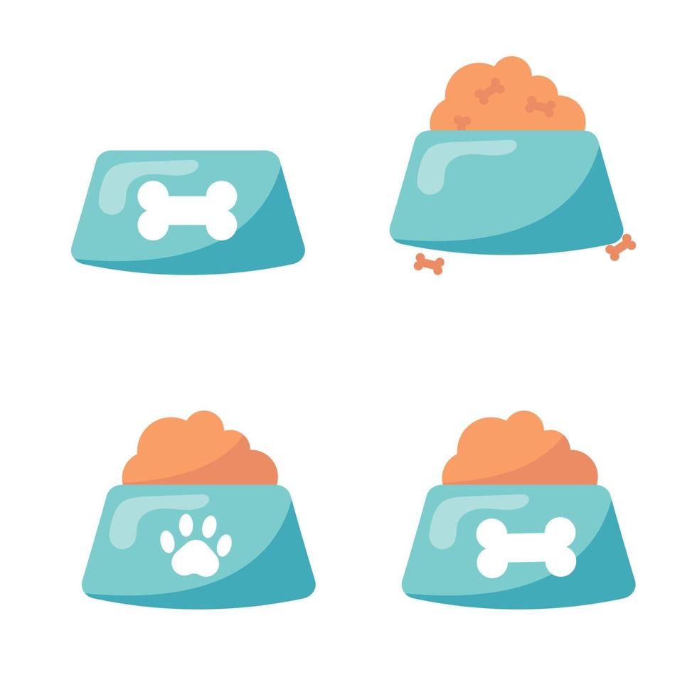 Set of pet food in a bowl. Vector illustration