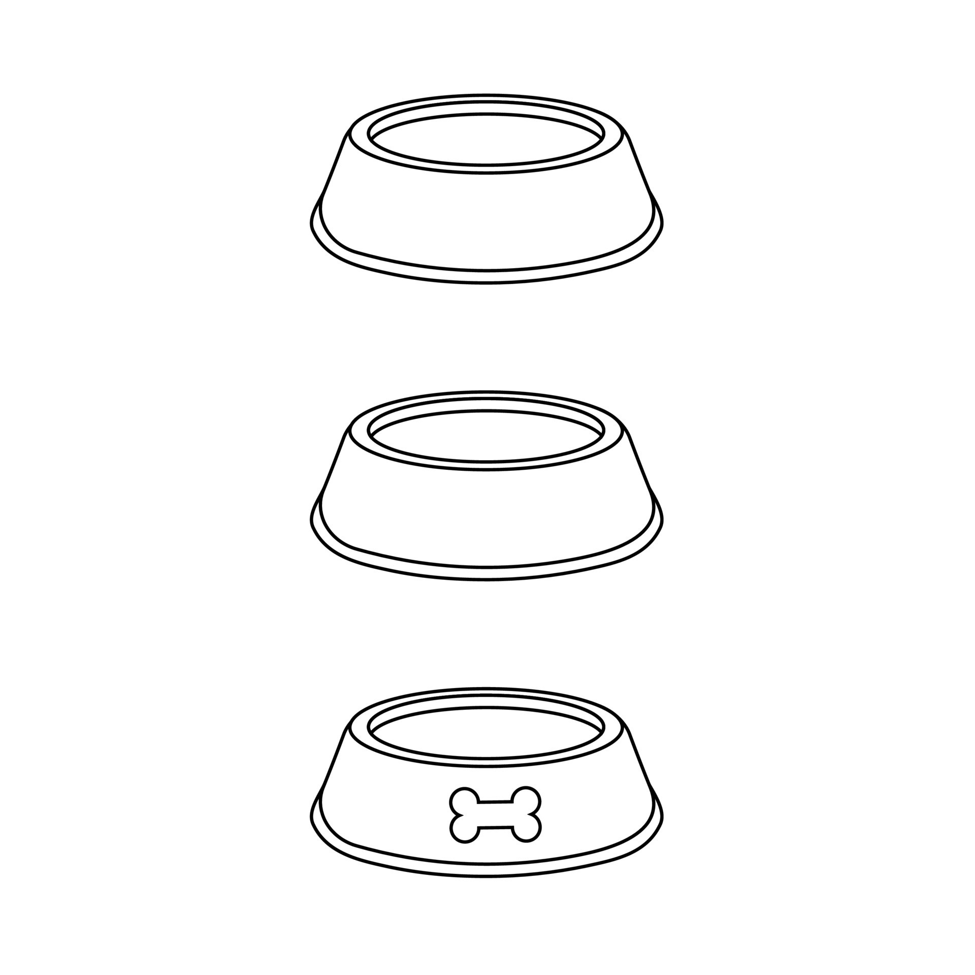 Set Of Pet Bowls In Line Style Vector Illustration On White Background set-of-pet-bowls-in-line-style-vector-illustration-on-white-background