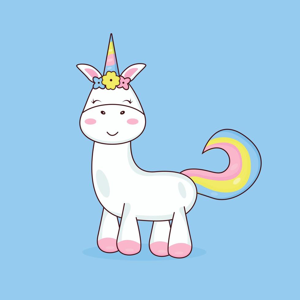 unicornio con cola de arcoiris vector