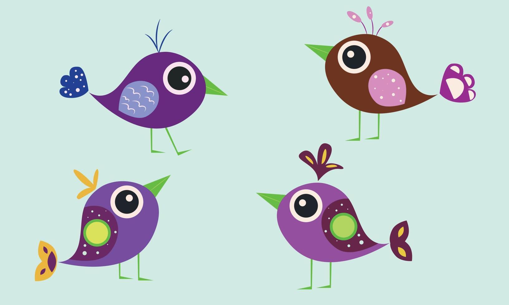 A set of birds. Birds in flight. Cartoon birds. vector