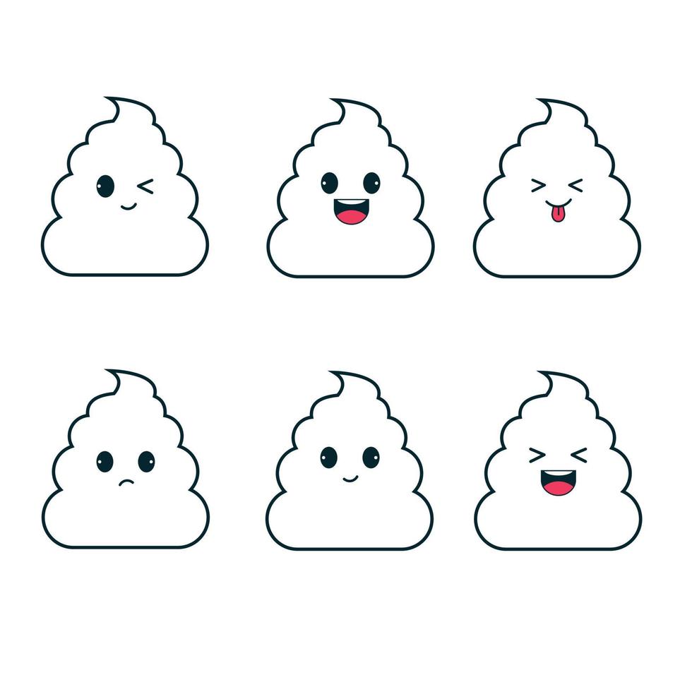 Poop character kawaii in line style. Vector illustration