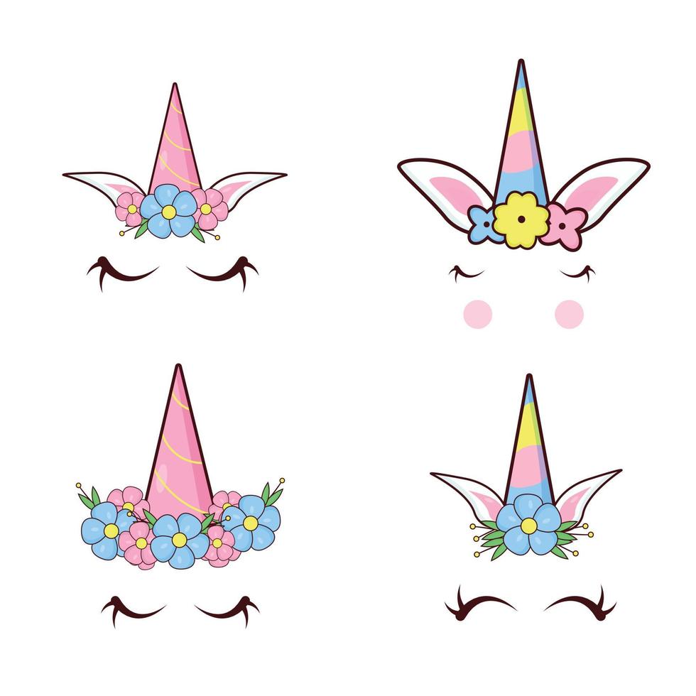 Unicorn set hoop, ears and horn vector