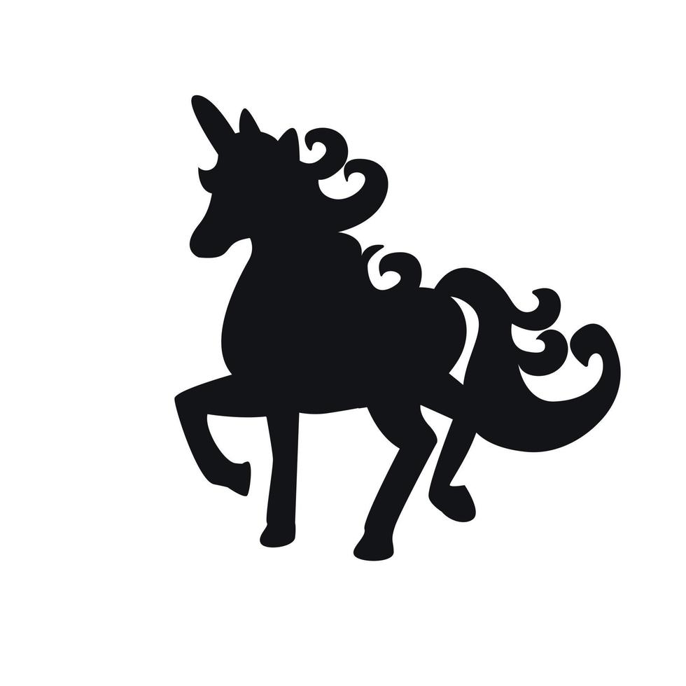 Silhouette black unicorn with curly tail 13403188 Vector Art at Vecteezy