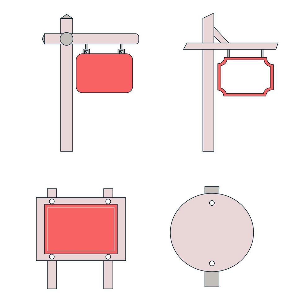 conjunto de diferentes señales, señales de madera. ilustración vectorial vector