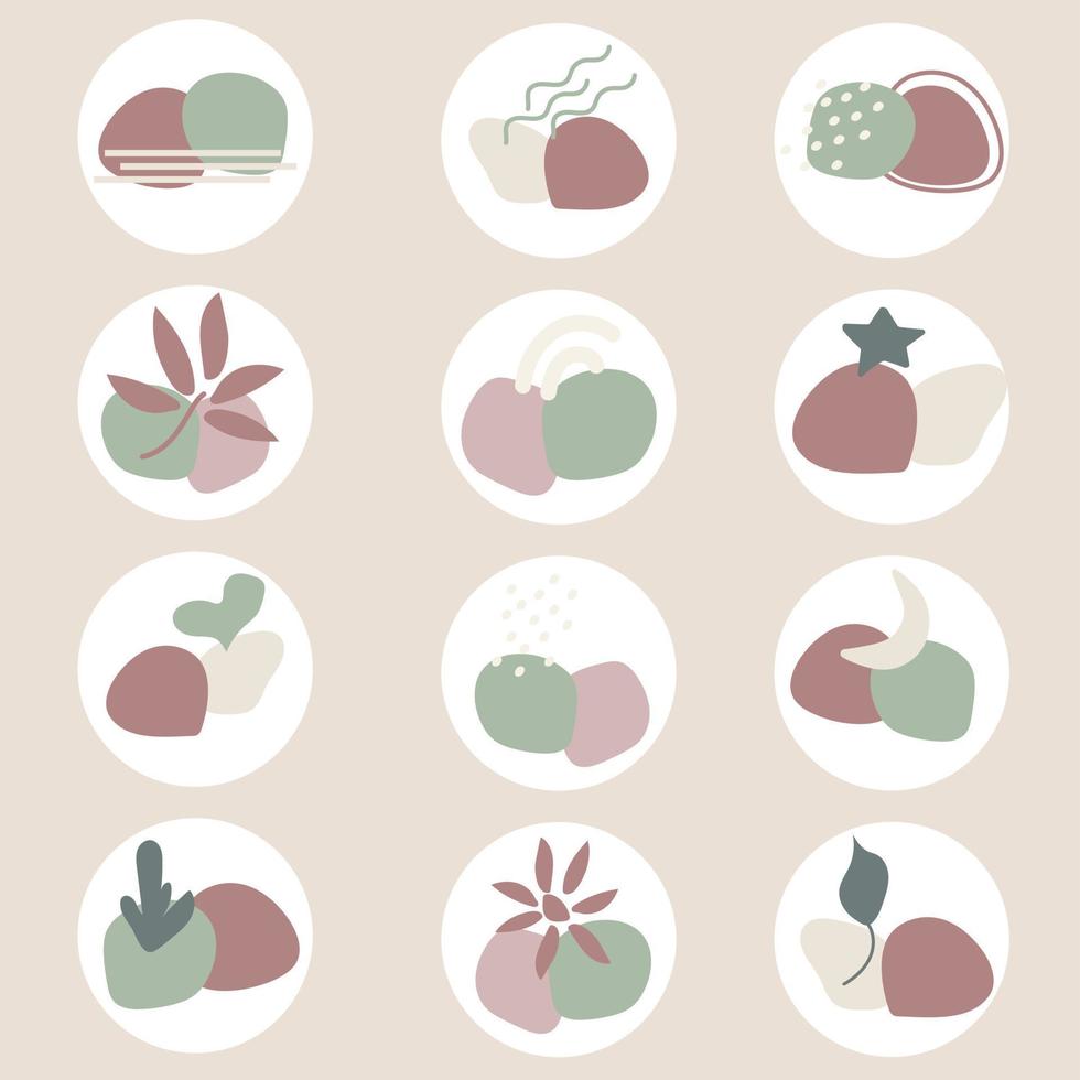 Instagram highlight icons in nude color, boho style, drawing