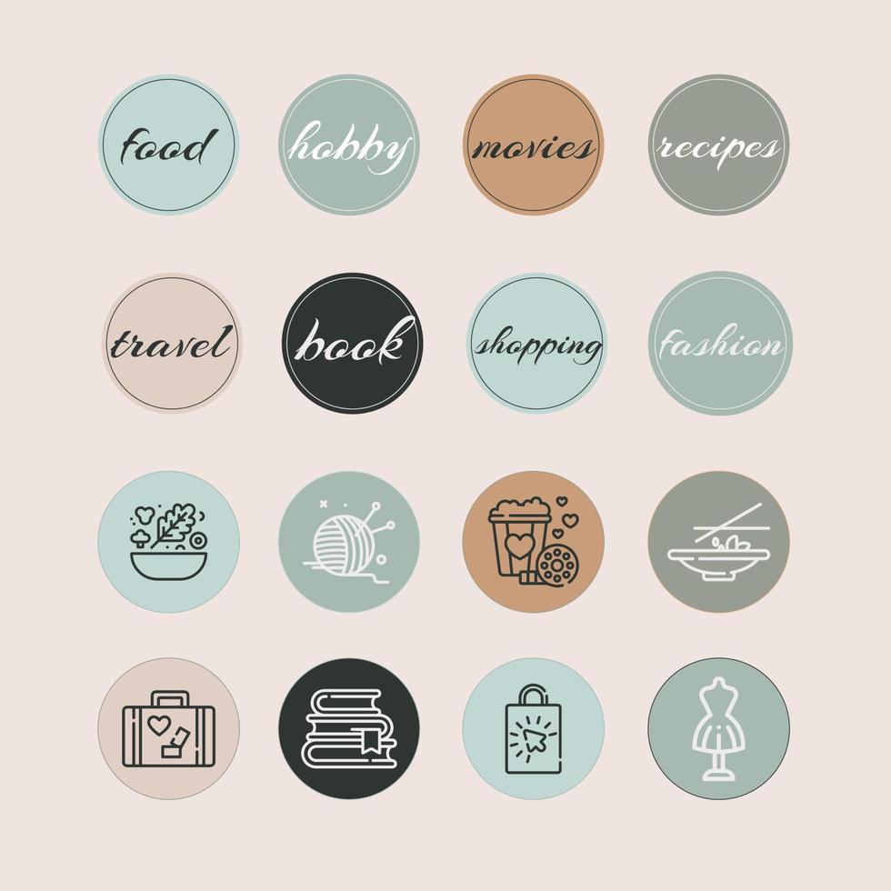 Icons Highlights. Instagram icons. Story highlights covers icons. vector