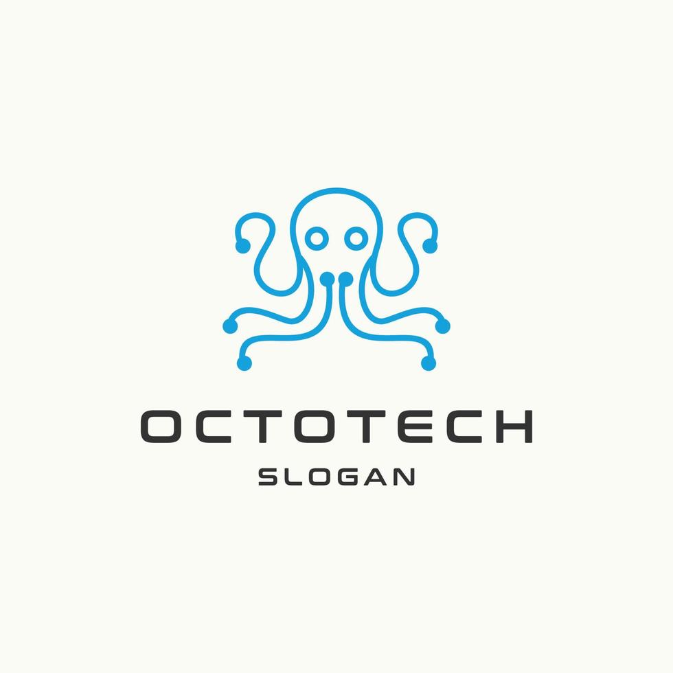 plantilla de diseño plano de icono de logotipo de octo tech vector